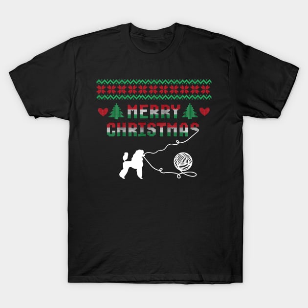 Poodle Stitch Christmas Design T-Shirt by SVGBistro